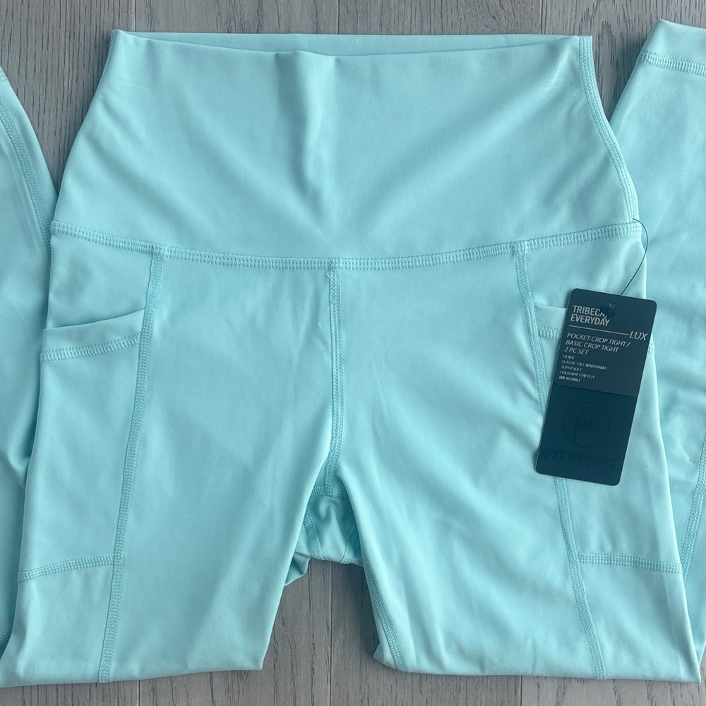 90 Degree by Reflex Soft Leggings Cropped Canal Blue Medium